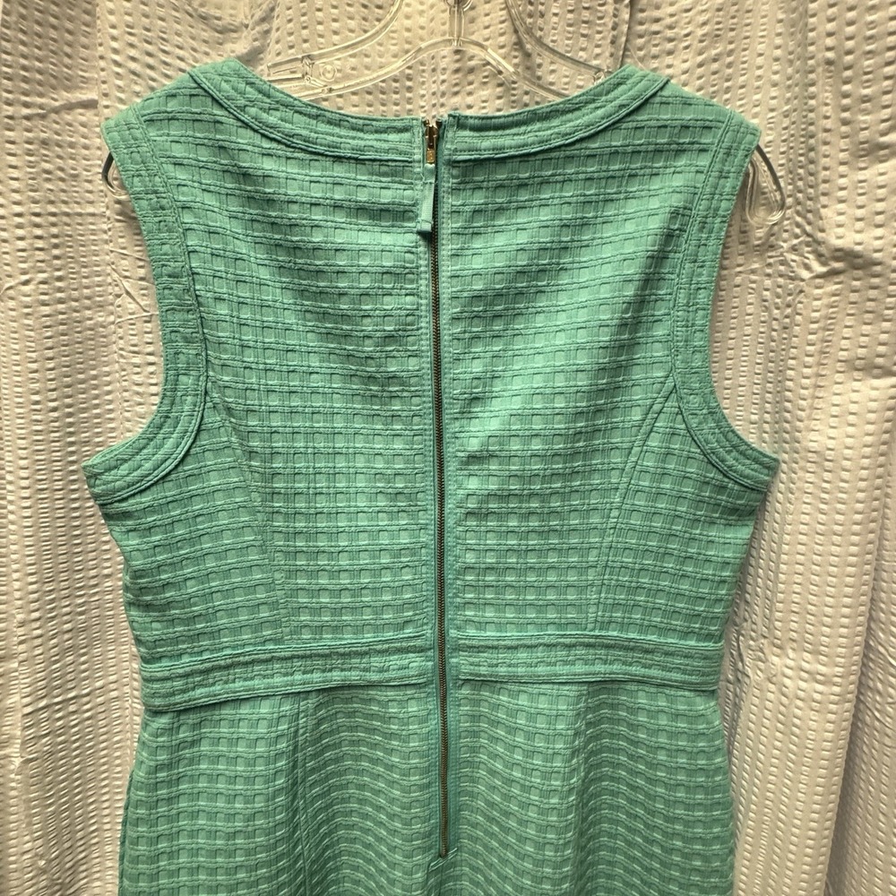 Liz‎ Claiborne Aqua Green Sheath Midi Dress Scoop Neck Midi Size 12 Sleeveless - Picture 8 of 11